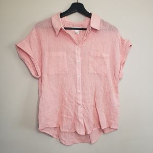 Treasure and Bond short sleeve button up metallic thread shirt M